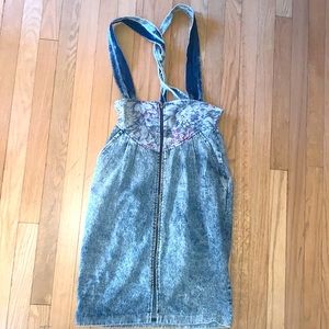 Suspender Floral Jean Jumper Overall Skirt Vintage